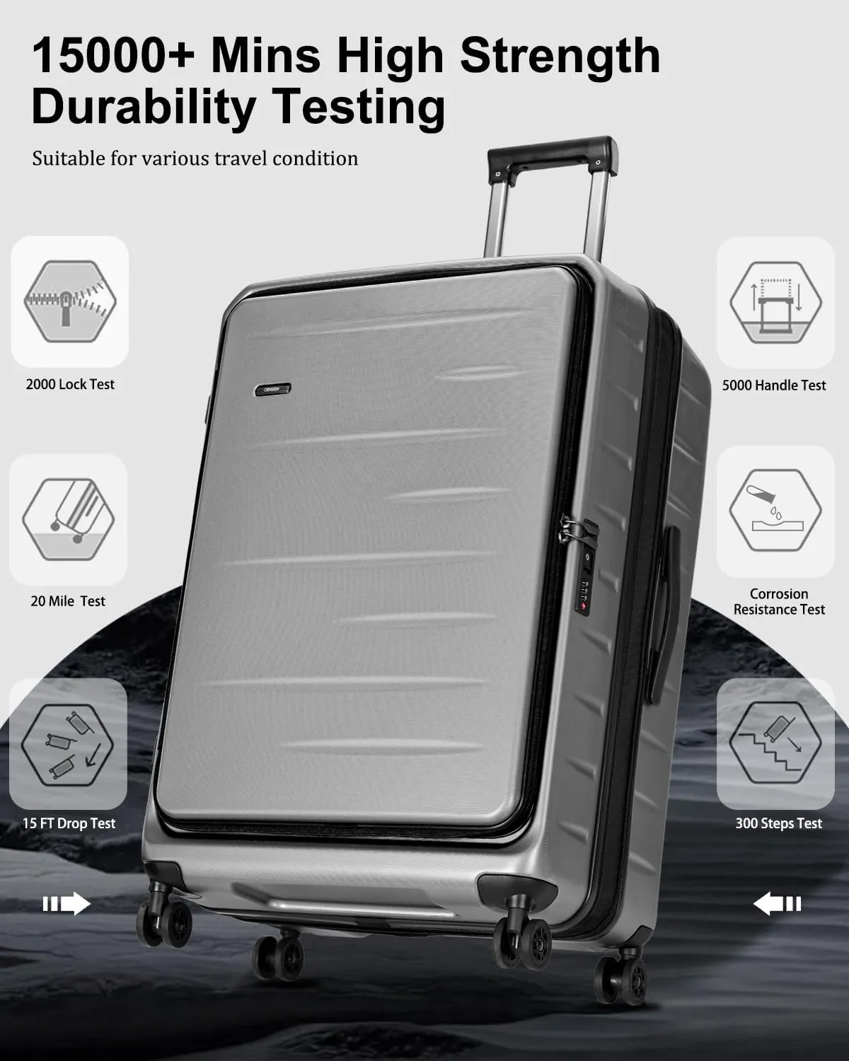 Expandable Checked Luggage, 28 Inch Luggage with Spinner Wheels, Lightweight ABS PC Hard Shell Large Suitcase with Top Opening, TSA Lock (Dark Gray, 1PC)