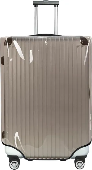 Explore Land Clear Luggage Cover Tough Protector Fits for 23-26 Inches Suitcase for Travel Airplane (PVC Dark Gray, M)