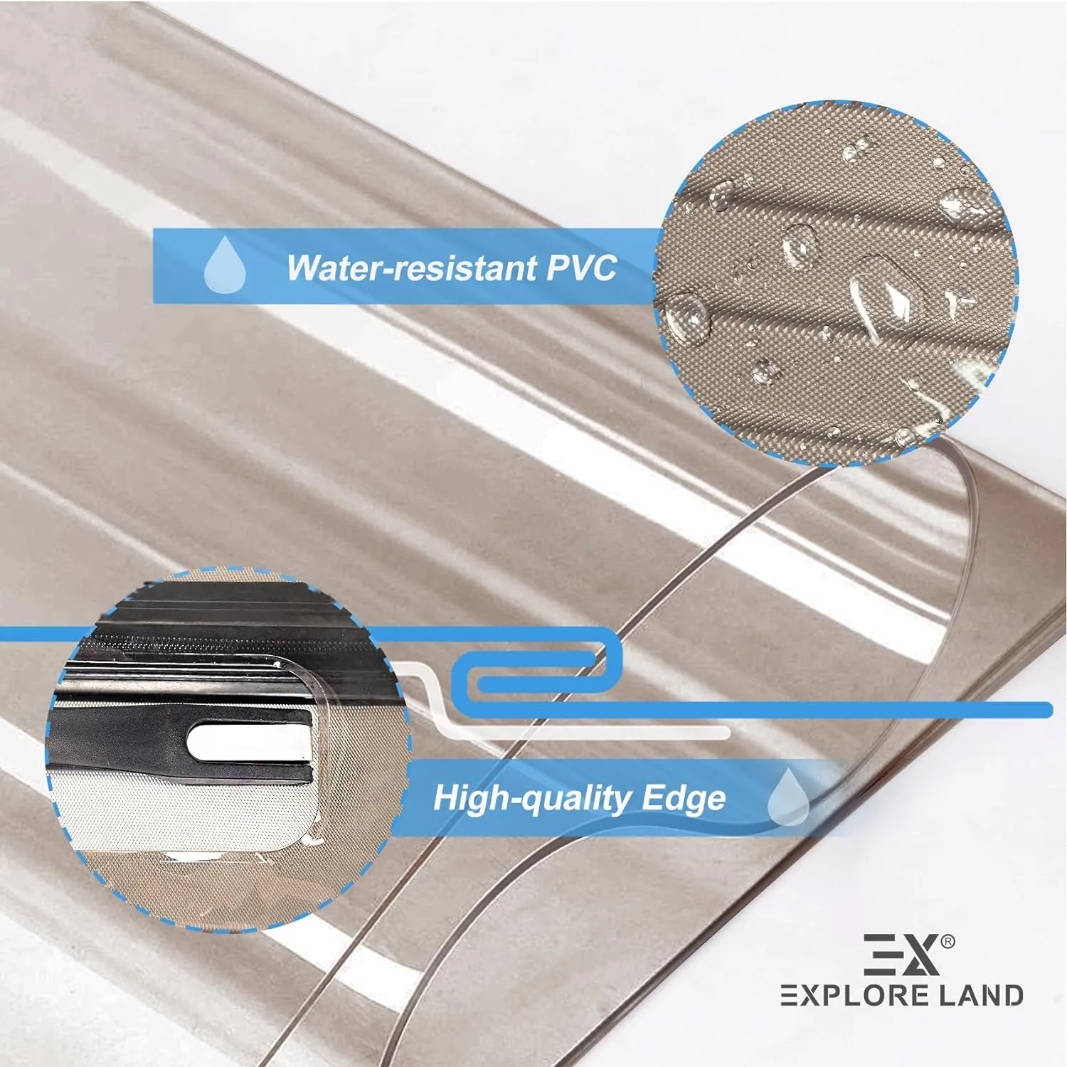 Explore Land Clear Luggage Cover Tough Protector Fits for 23-26 Inches Suitcase for Travel Airplane (PVC Dark Gray, M)