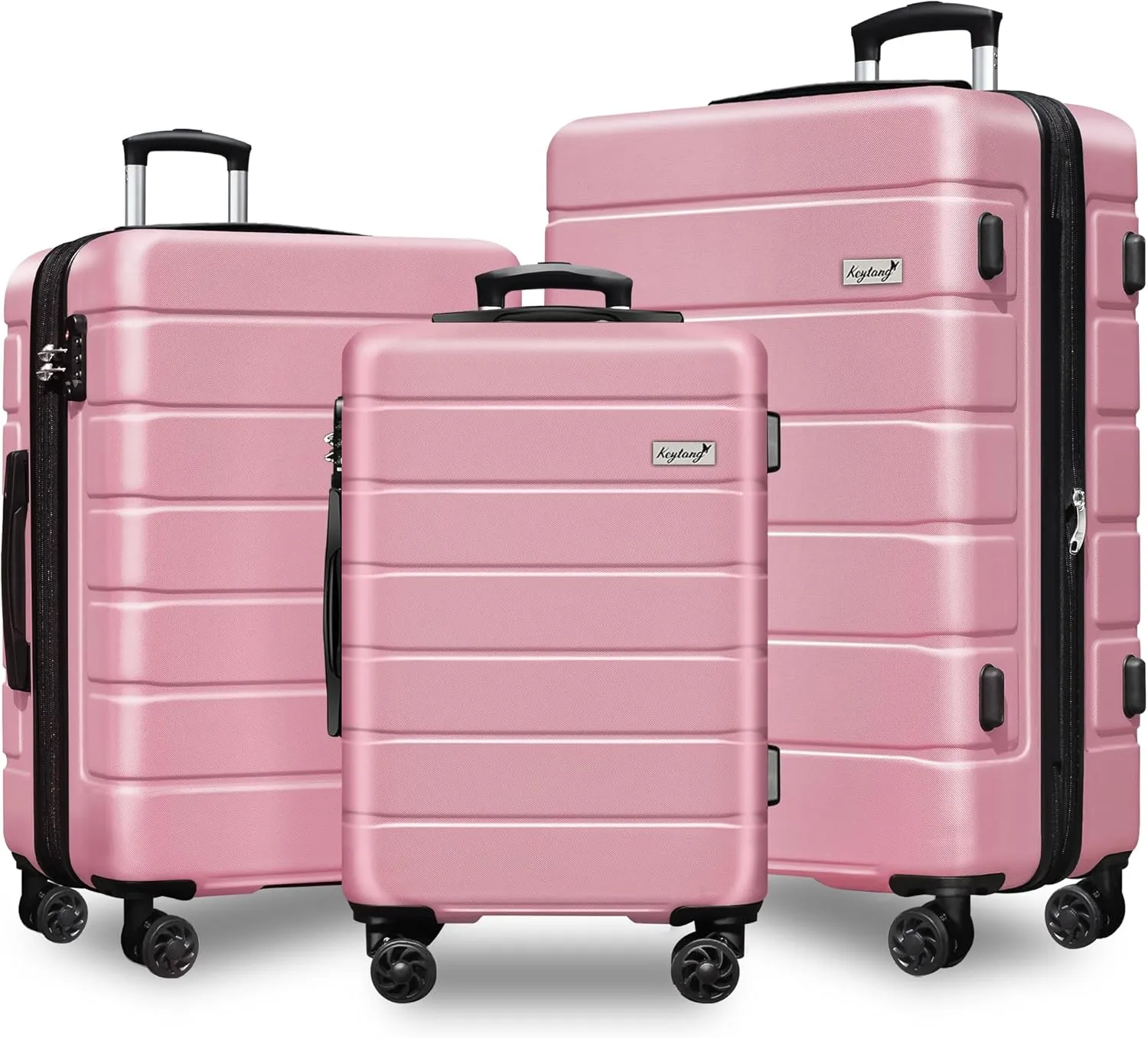 Explorer Light Weight Luggage Hardside Expandable Luggage Spinner Wheels Luggage Suitcase W/TSA Lock 3-Piece Luggage Set, Include 20" Carry on Luggage Suitecase (20in/24in/28in), Dark Pink