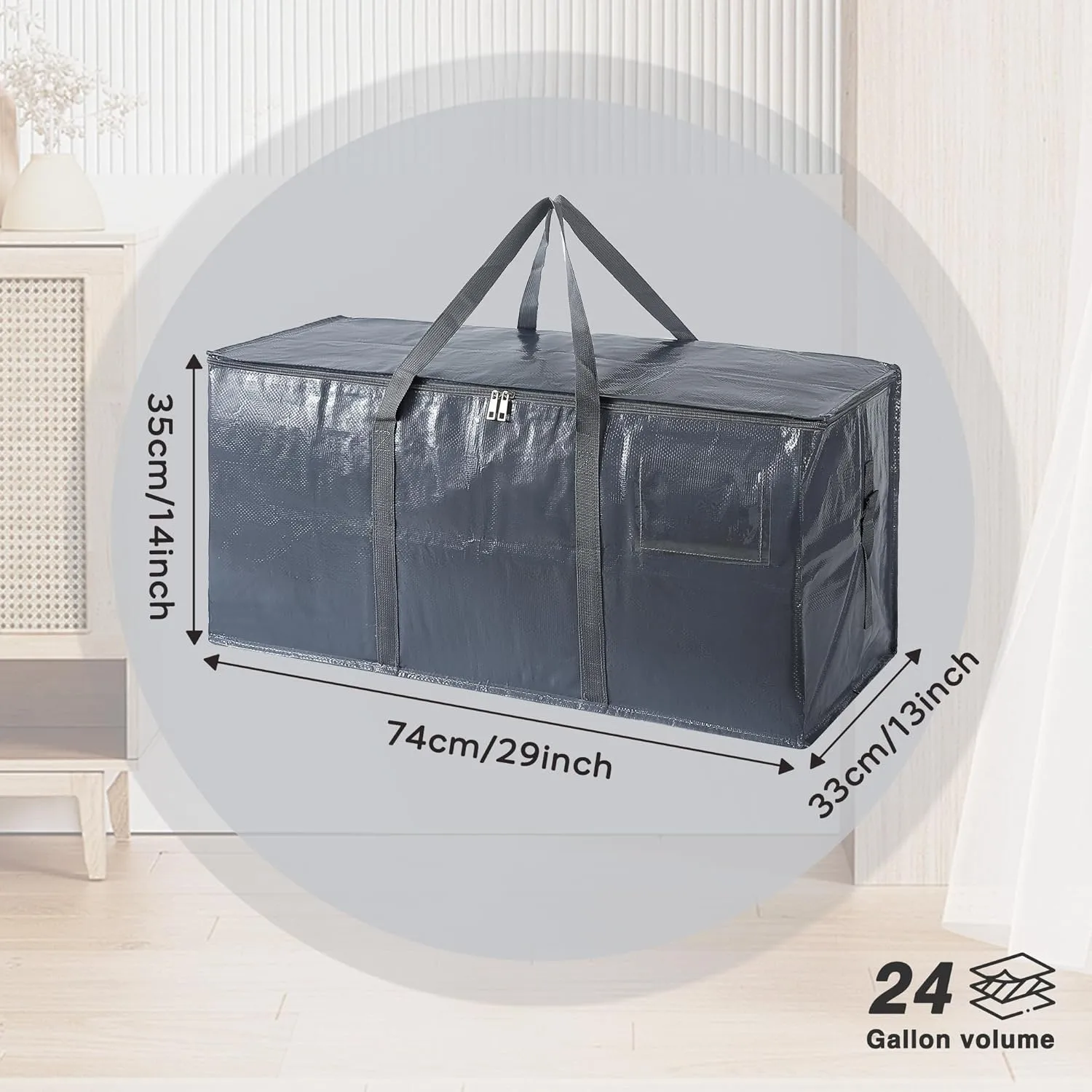 Extra Large Moving Bags, 6 Pack Grey Heavy Duty Totes For Storage with Wrap Around Handles, Storage Bags for Space Saving, Alternative to Boxes & Bins