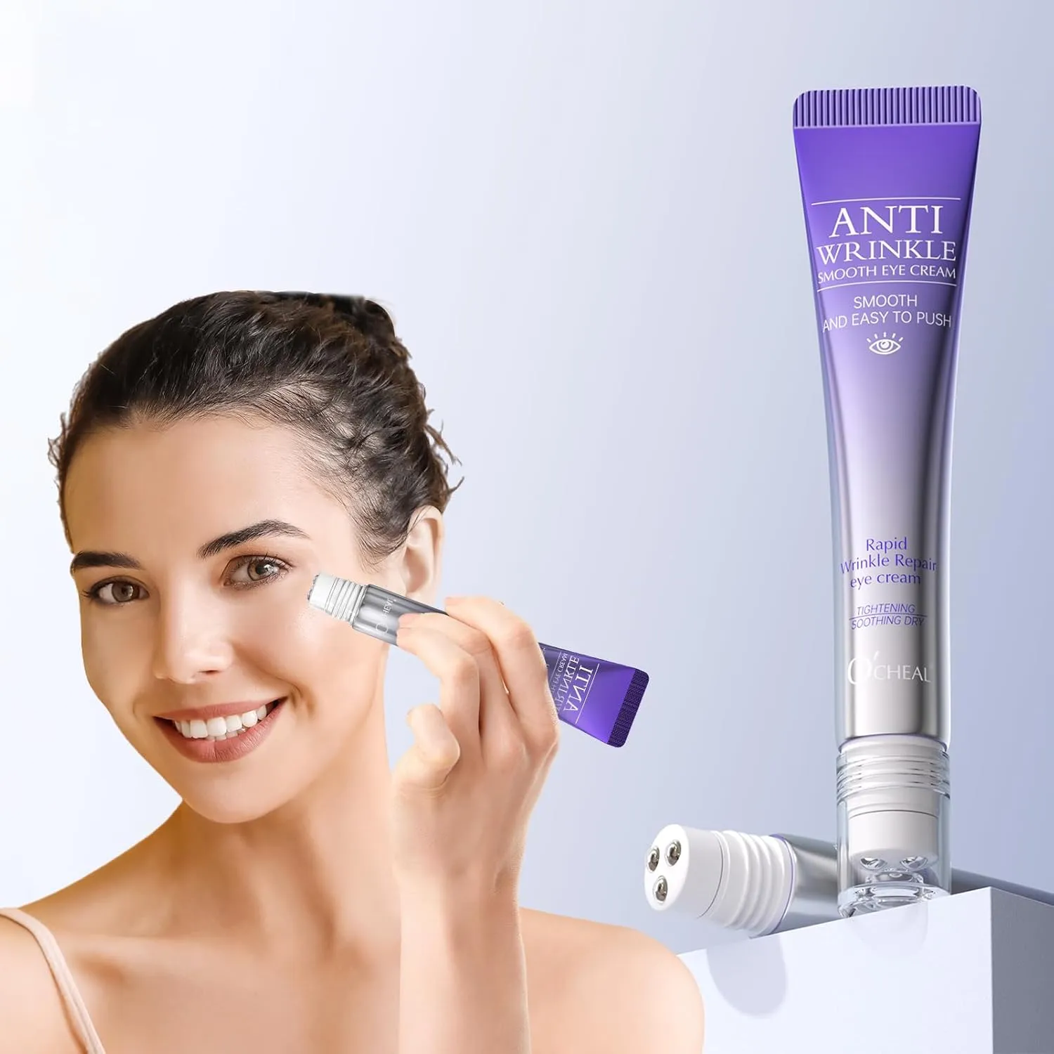 Eye Cream Anti Aging, Retinol Eye Cream for Dark Circles and Puffiness, Eye Cream for Wrinkles with 360° Massage Ball, Eye Serum Reduce Fine Lines and Under Eye Bags