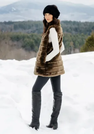 Fabulous-Furs Donna Salyers Mocha Mink Reversible Faux Fur Zip Vest, Mocha, X-Small