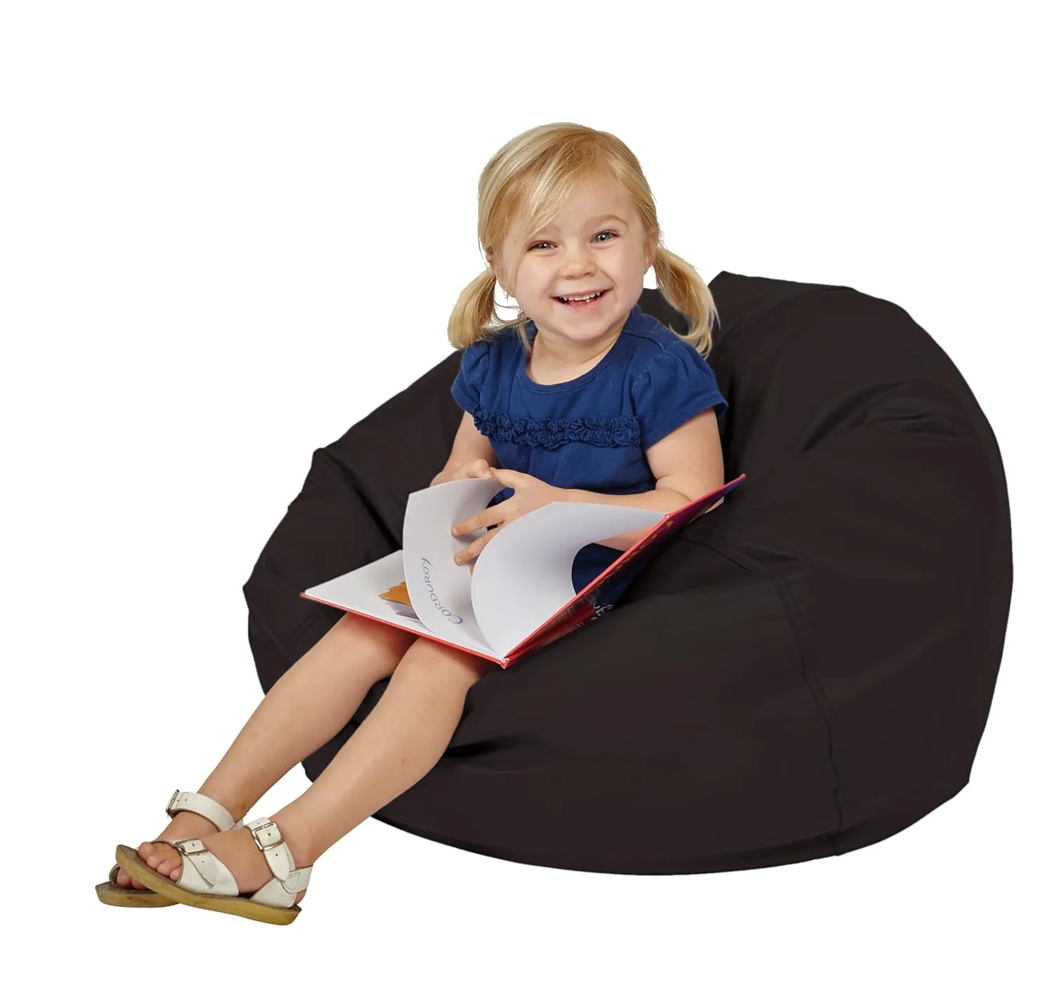 Factory Direct Partners 10477-BK SoftScape Classic 26" Junior Bean Bag Chair, Furniture for Kids, Libraries or Home - Black