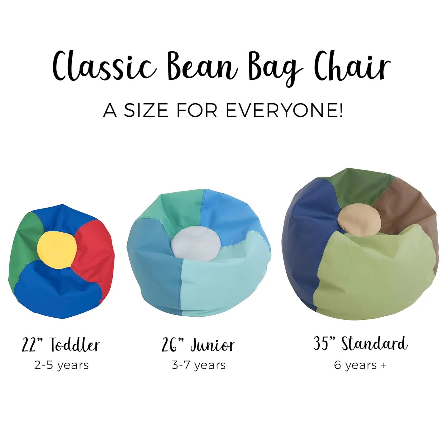 Factory Direct Partners 10477-BK SoftScape Classic 26" Junior Bean Bag Chair, Furniture for Kids, Libraries or Home - Black