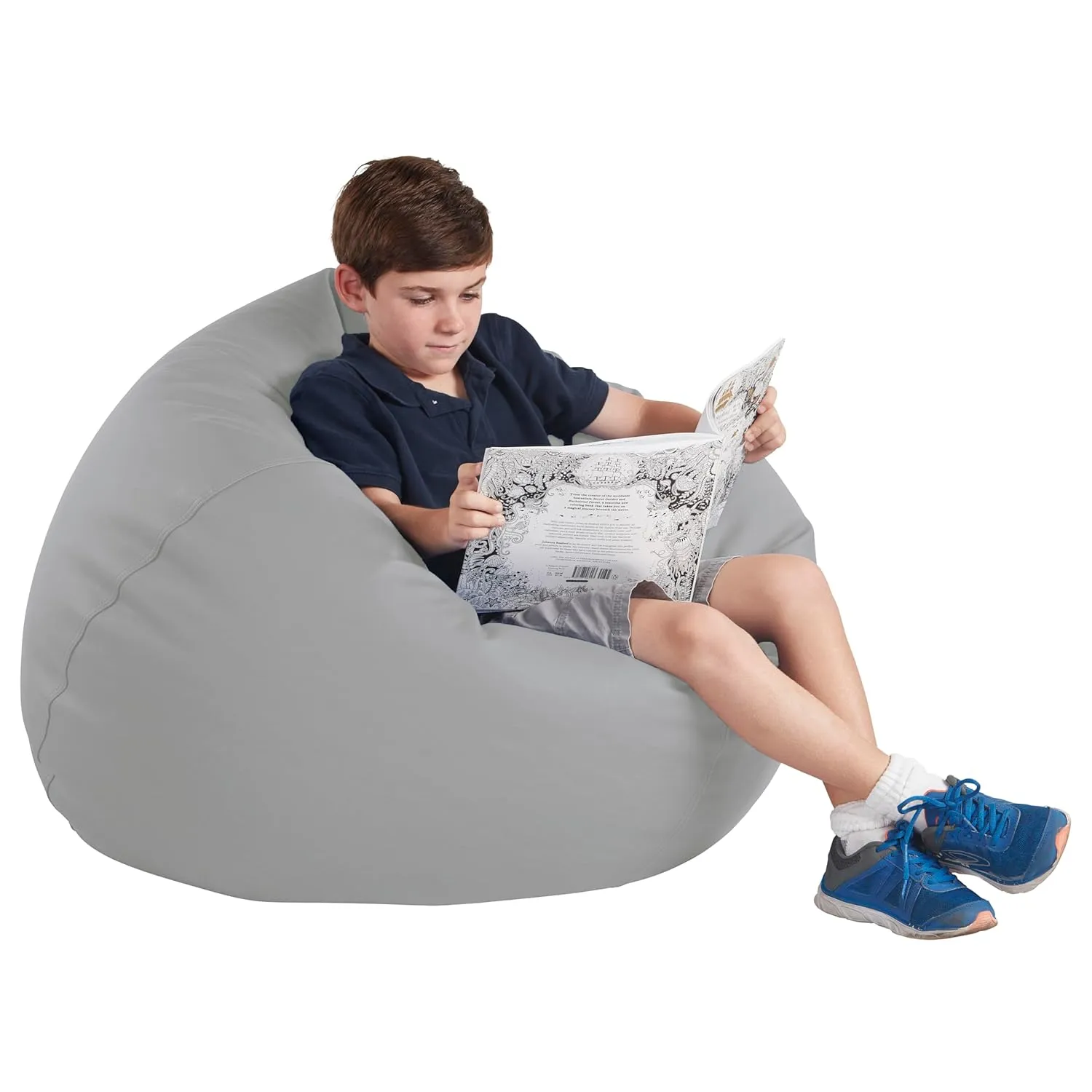 Factory Direct Partners 10478-GY SoftScape Classic 35" Junior Bean Bag Chair, Furniture for Kids, Libraries or Home - Gray