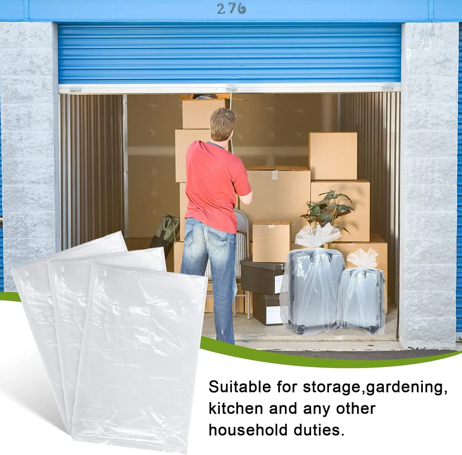 Fainne 10 Pack Extra Large Clear Plastic Storage Bags 40 x 60 Inch 2.75 Mils Giant Jumbo Moving Flat Plastic Storage Bags for Clothes Packing Luggage Suitcase Furniture Comforter Bike Blanket