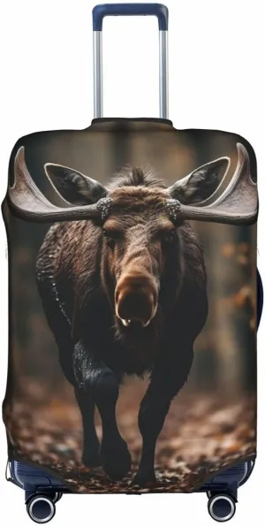 Fall Moose Deer Print Luggage Cover For Suitcases, Elastic Travel Bag For Luggage, Stylish Design