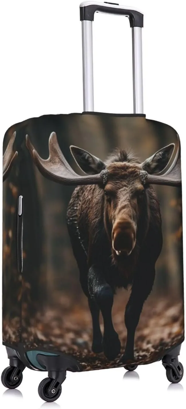 Fall Moose Deer Print Luggage Cover For Suitcases, Elastic Travel Bag For Luggage, Stylish Design