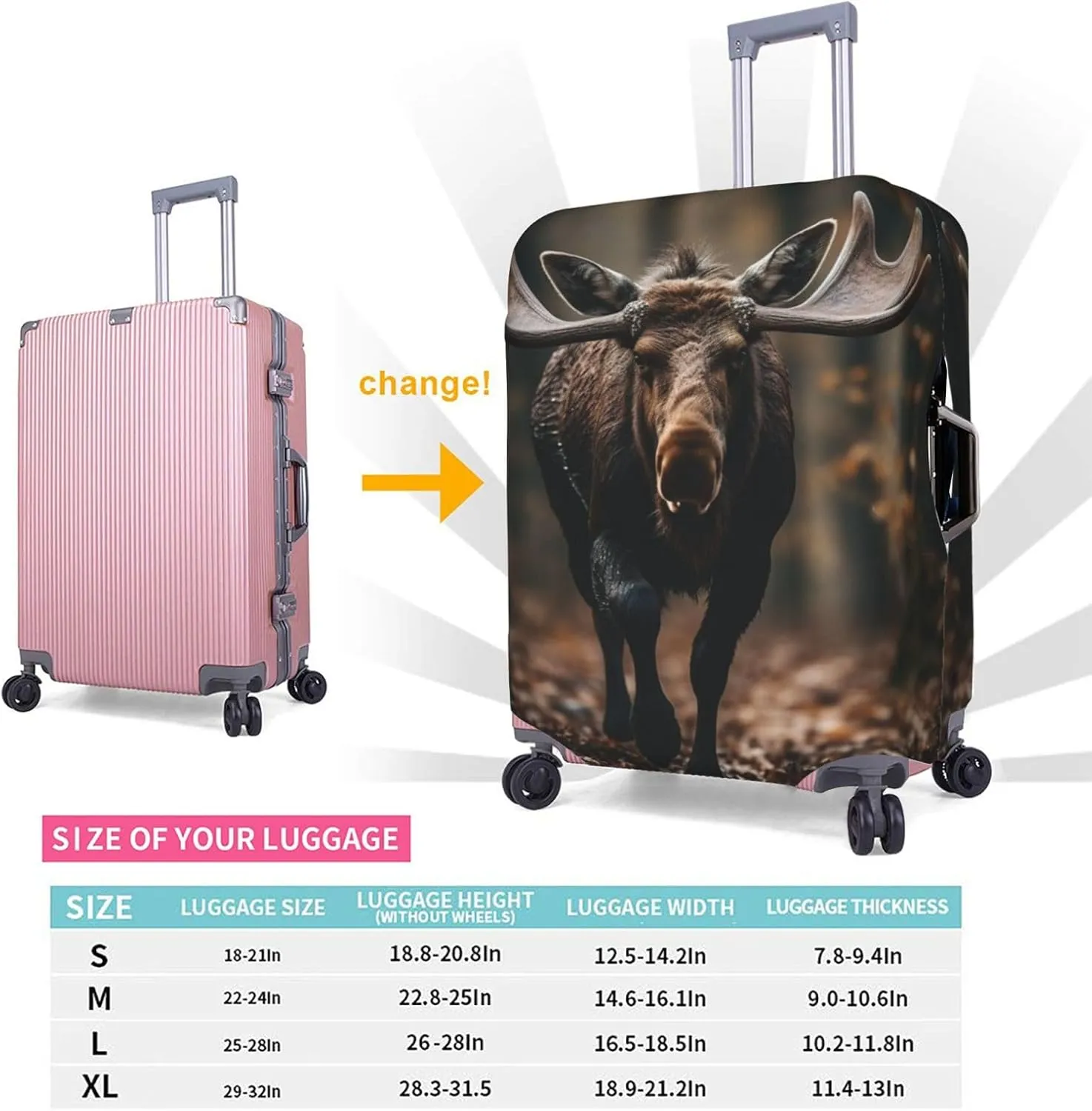 Fall Moose Deer Print Luggage Cover For Suitcases, Elastic Travel Bag For Luggage, Stylish Design