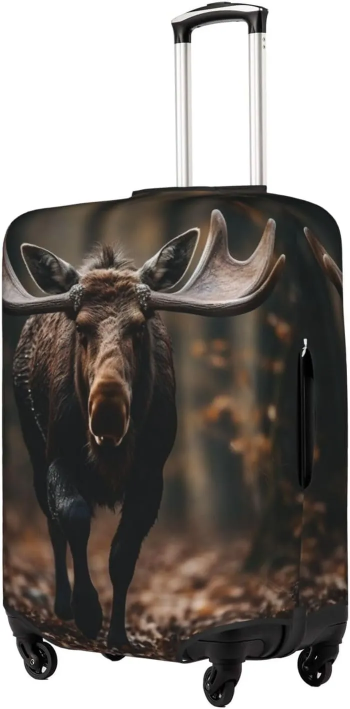 Fall Moose Deer Print Luggage Cover For Suitcases, Elastic Travel Bag For Luggage, Stylish Design