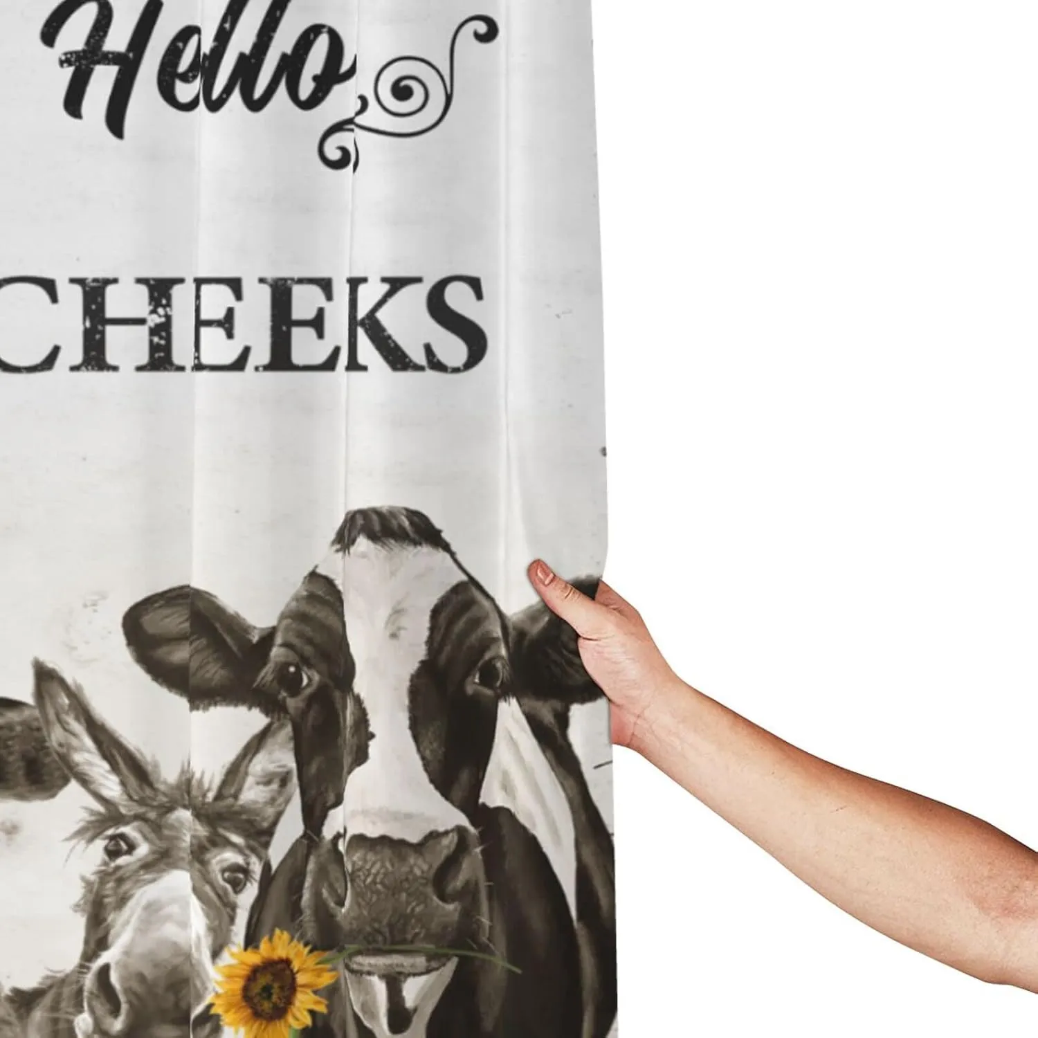 Farmhouse Animal Shower Curtain Black and White Country Cow Donkey Bathroom Shower Curtains Rustic Farm Sheep Rooster Shower Curtain Waterproof Polyester Fabric Decor with Plastic Hooks 60 x72 Inches