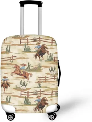 Fashion Luggage Cover, Srudy Travel Suitcase Covers with Zippered Bottom Design Portable Protectors Easy to Install for Daily Uses Cow Boy