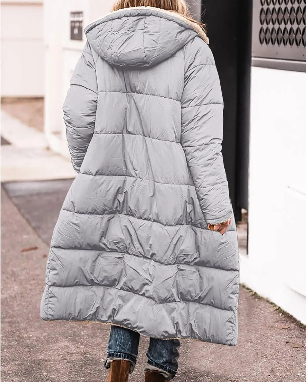 Fashionable Winter Warm Coats for Women Trendy Sherpa Fleece Lined Hooded Oversized Loose Long Sleeve Zip Up Jackets
