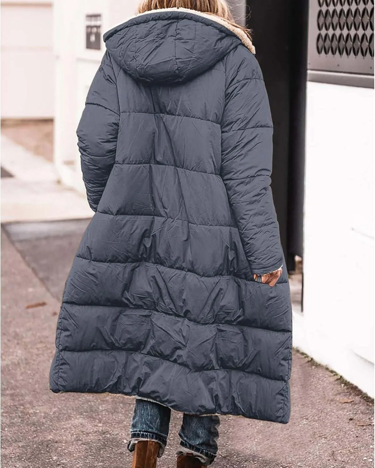 Fashionable Winter Warm Coats for Women Trendy Sherpa Fleece Lined Hooded Oversized Loose Long Sleeve Zip Up Jackets