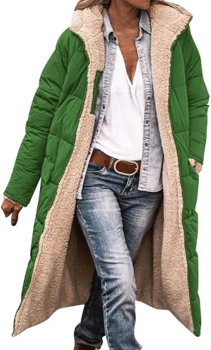 Fashionable Winter Warm Coats for Women Trendy Sherpa Fleece Lined Hooded Oversized Loose Long Sleeve Zip Up Jackets