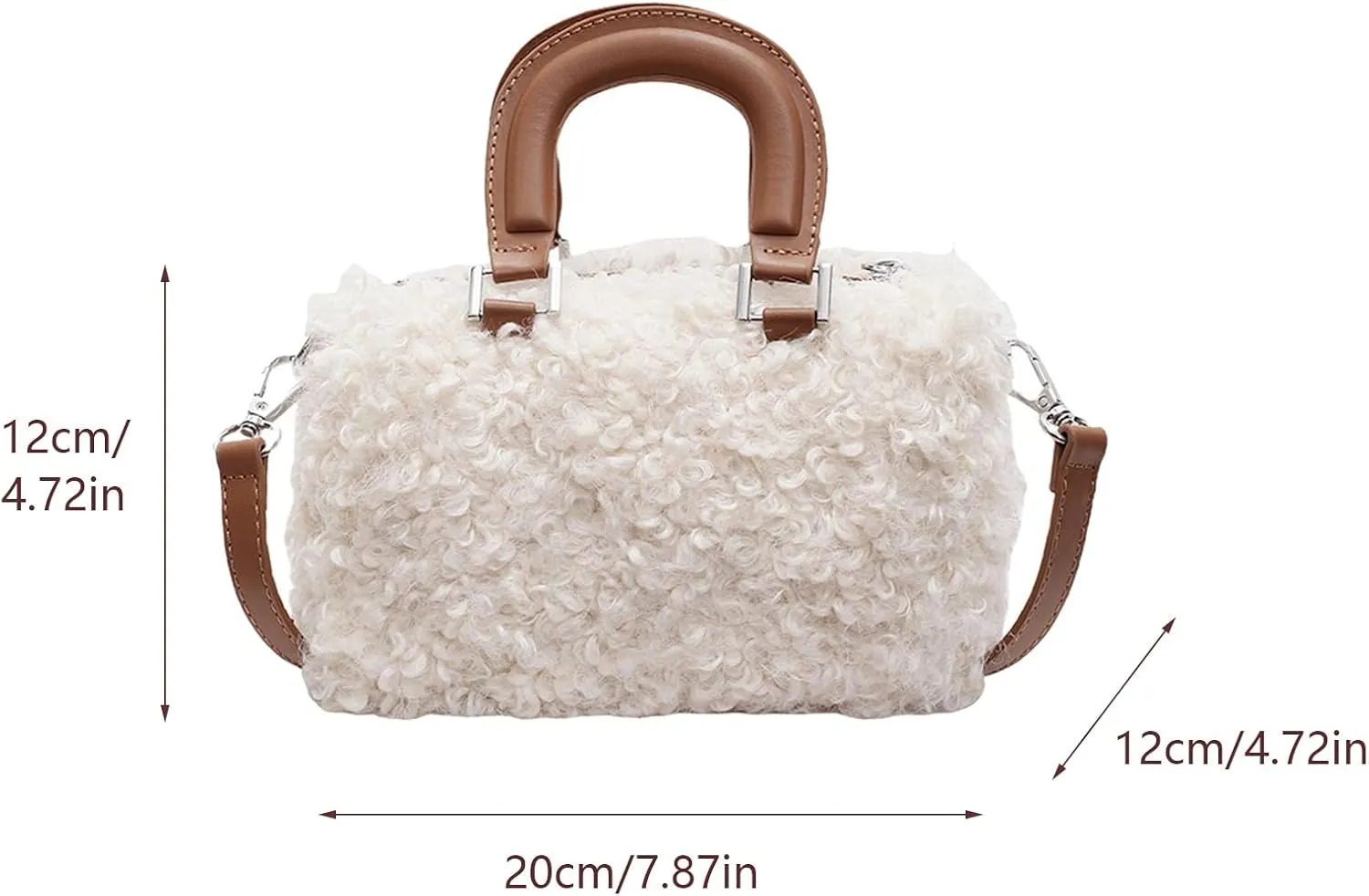 Faux Fur Crossbody Bags for Women, Fluffy Top Handle Shoulder Bag, Plush Shoulder Bag Crossbody Bag Handbag-Black