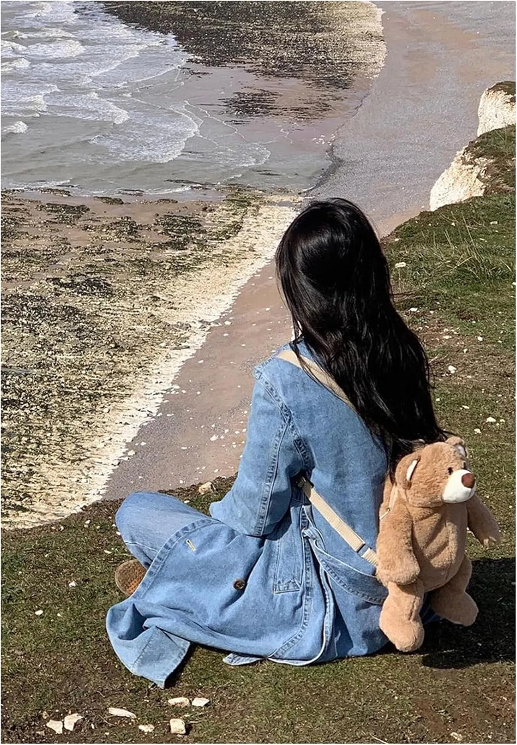 Faux Fur Stuffed Teddy Bear Shaped Backpack Plush Storage Bag with Adjustable Straps Practical Crossbody Shoulder Bag