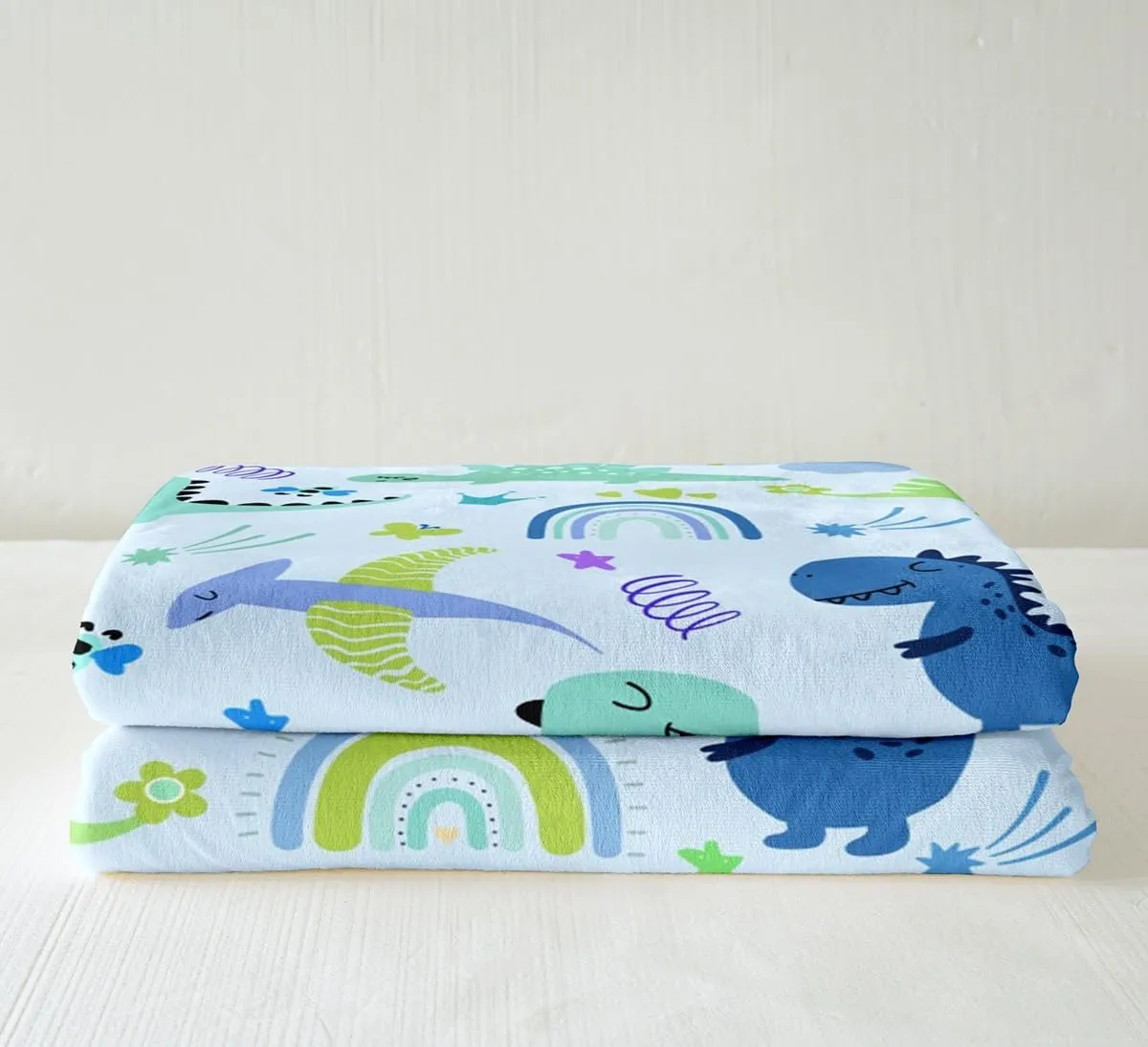 Feelyou Boys Dinosaur Toddler Sherpa Blanket Girls Blue Green Dinosaurs Fleece Throw Blanket Cute Cartoon Dino Rainbow Fuzzy Blanket for Sofa Bed Couch Kids Room Decor,Baby 30x40 Inches