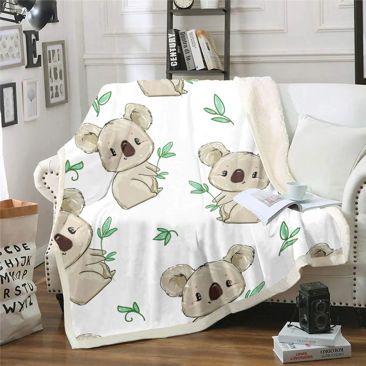 Feelyou Koala Fleece Blankets for Kids Boys Girls Cute Animal Pattern Blanket Cartoon Koala Printed Throw Blanket Nature Theme Sherpa Blanket for Couch Bed Sofa Plush Blankets Baby 30"x40"