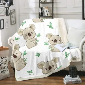 Feelyou Koala Fleece Blankets for Kids Boys Girls Cute Animal Pattern Blanket Cartoon Koala Printed Throw Blanket Nature Theme Sherpa Blanket for Couch Bed Sofa Plush Blankets Baby 30"x40"
