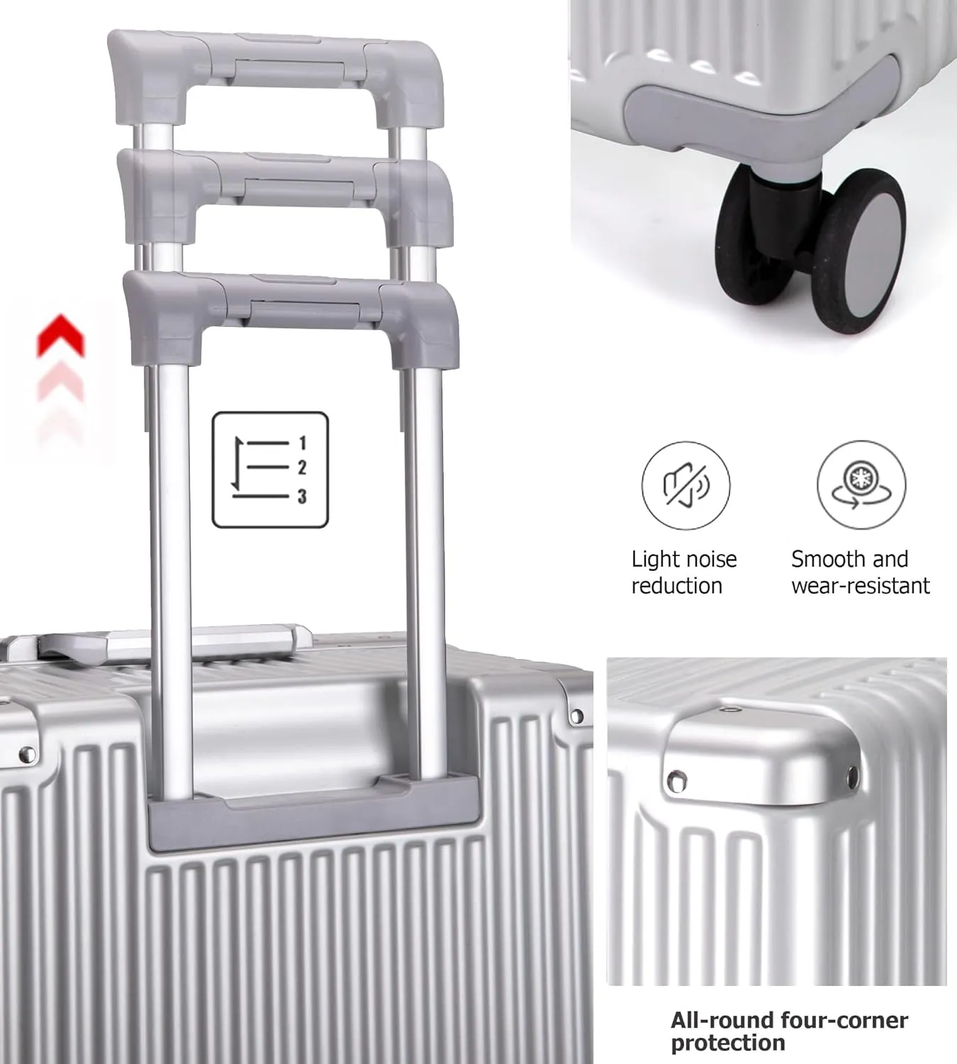 feilario 30in Super Large Captain Aluminum Frame Hardside Spinner Wheels Luggage, Zipperless Checked Suitcase with Cup Holder/Phone Holder