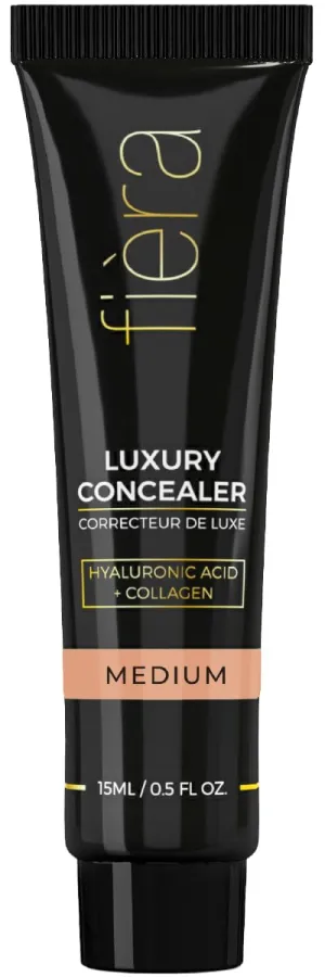 Fièra Luxury Concealer & Foundation with Anti-Aging Ingredients - Full Coverage for Dark Circles, Wrinkles, Fine Lines, and Spots, All-Day Wear For Mature Skin - Medium, 0.5 FL. OZ. / 15 ML