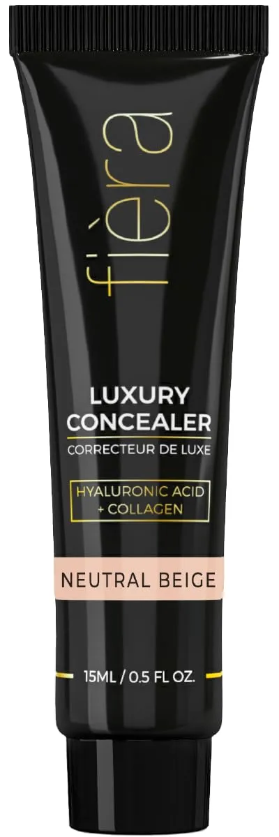 Fièra Luxury Concealer & Foundation with Anti-Aging Ingredients - Full Coverage for Dark Circles, Wrinkles, Fine Lines, and Spots, All-Day Wear For Mature Skin - Neutral Beige, 0.5 FL. OZ. / 15 ML