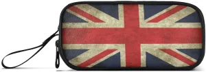 Fisyme British Flag Vintage Pencil Case Large Capacity Pen Box Makeup Pouch Holder Organizer Stationery Bag for School Office College Traval Adult