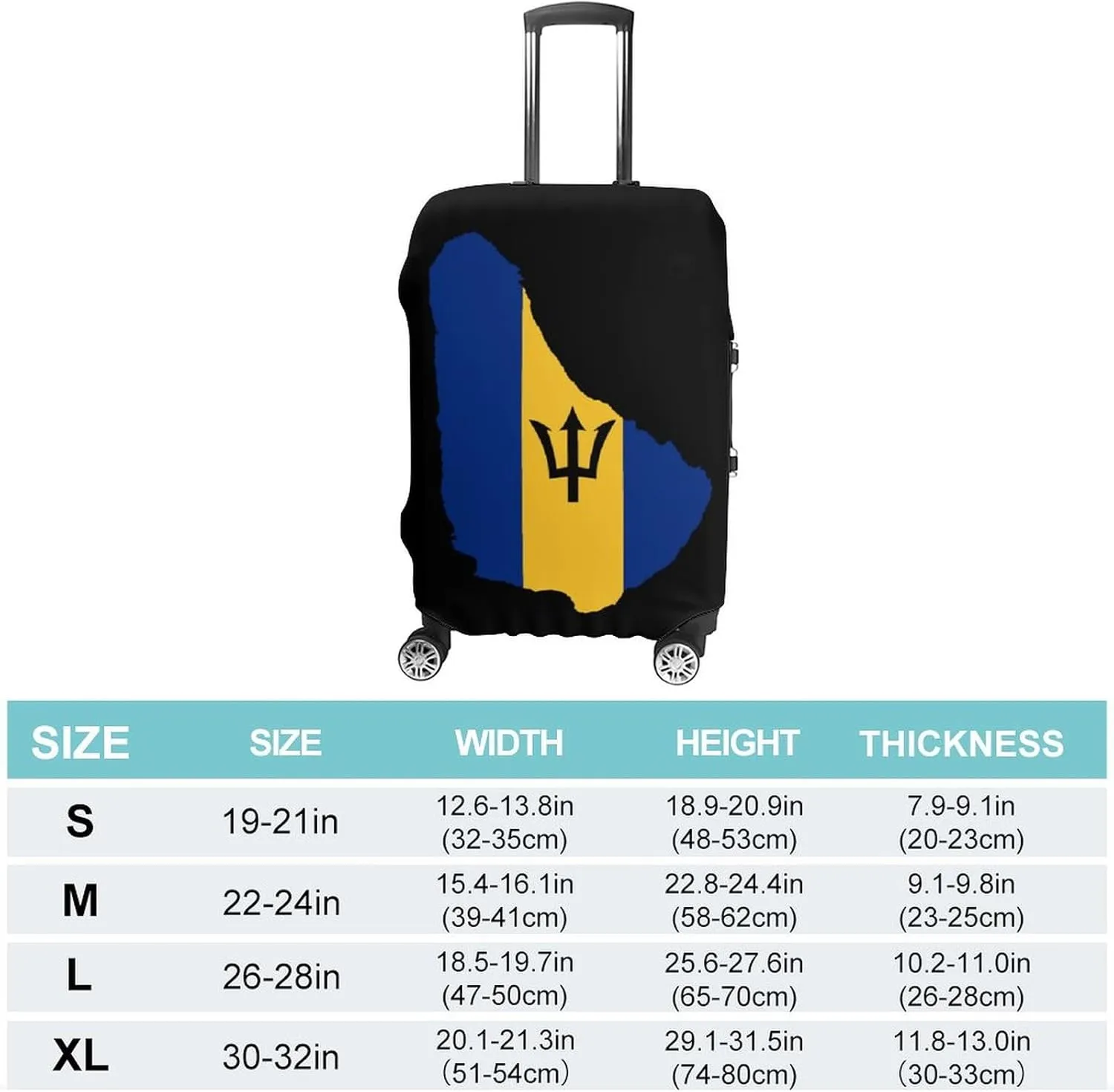Flag Map of Barbados Custom Luggage Covers Elastic Travel Suitcase Protector Case Fit 20-30 Inch Baggage