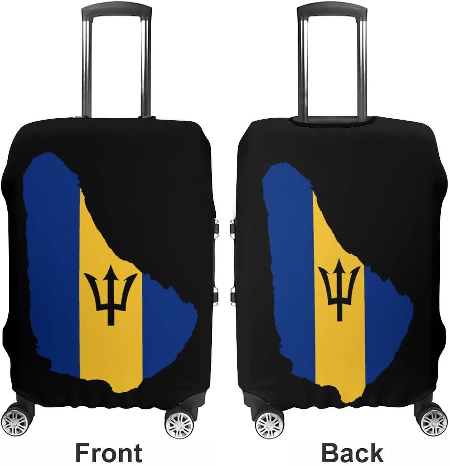 Flag Map of Barbados Custom Luggage Covers Elastic Travel Suitcase Protector Case Fit 20-30 Inch Baggage