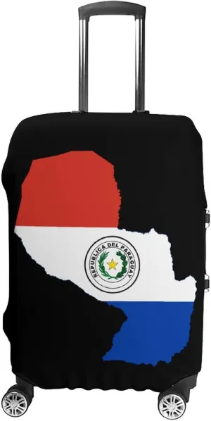 Flag Map of Paraguay Custom Luggage Covers Elastic Travel Suitcase Protector Case Fit 20-30 Inch Baggage