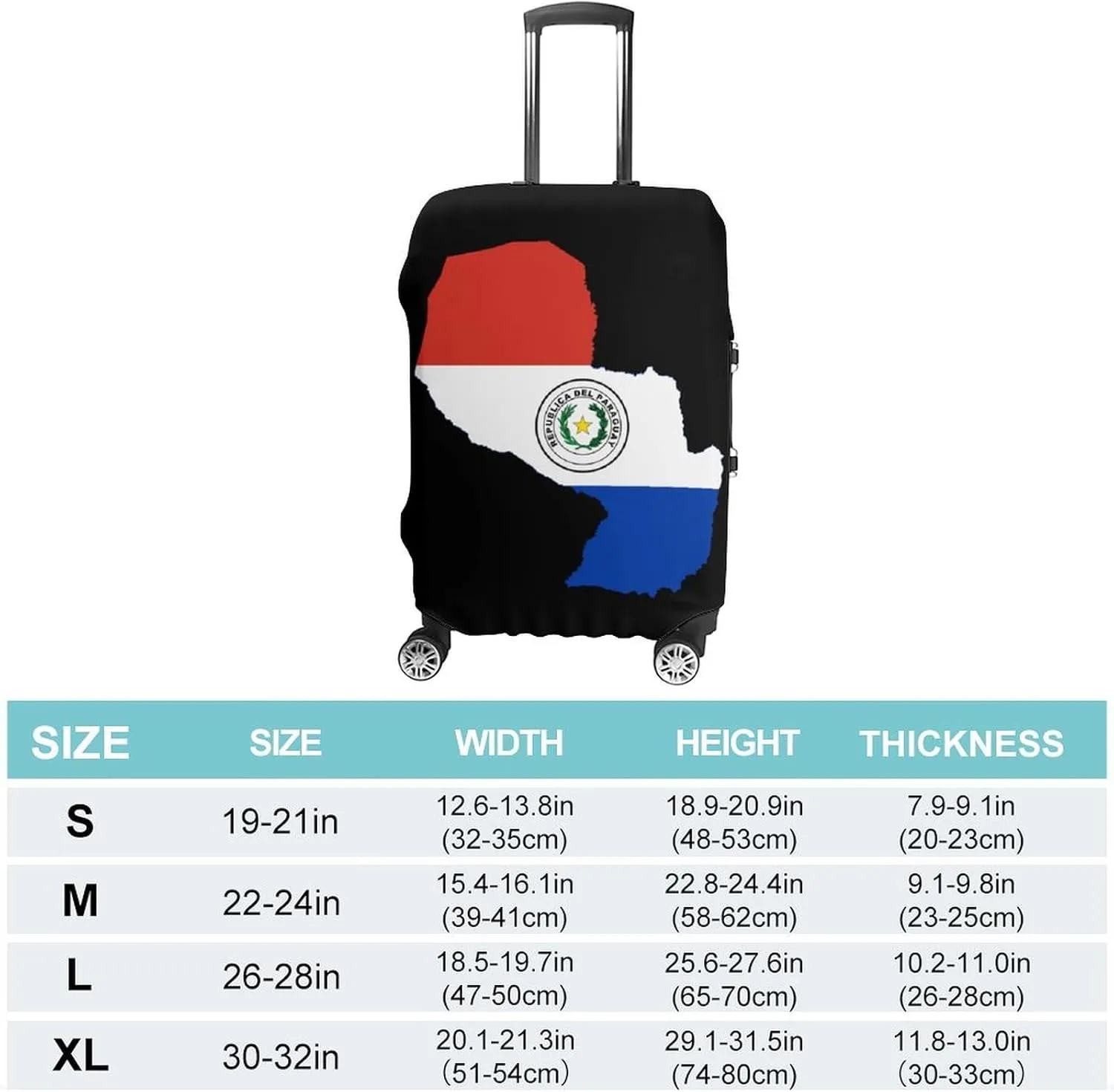 Flag Map of Paraguay Custom Luggage Covers Elastic Travel Suitcase Protector Case Fit 20-30 Inch Baggage