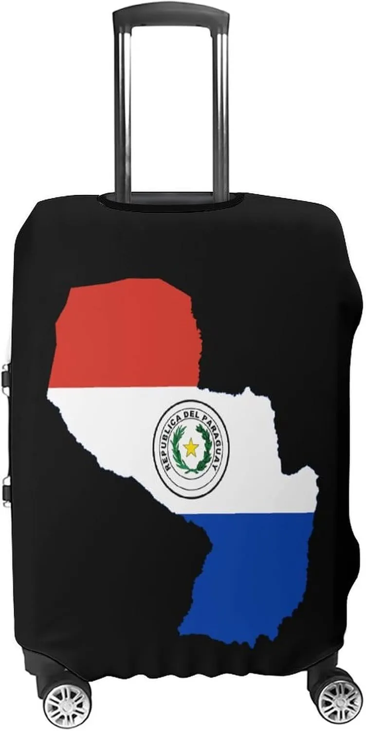 Flag Map of Paraguay Custom Luggage Covers Elastic Travel Suitcase Protector Case Fit 20-30 Inch Baggage