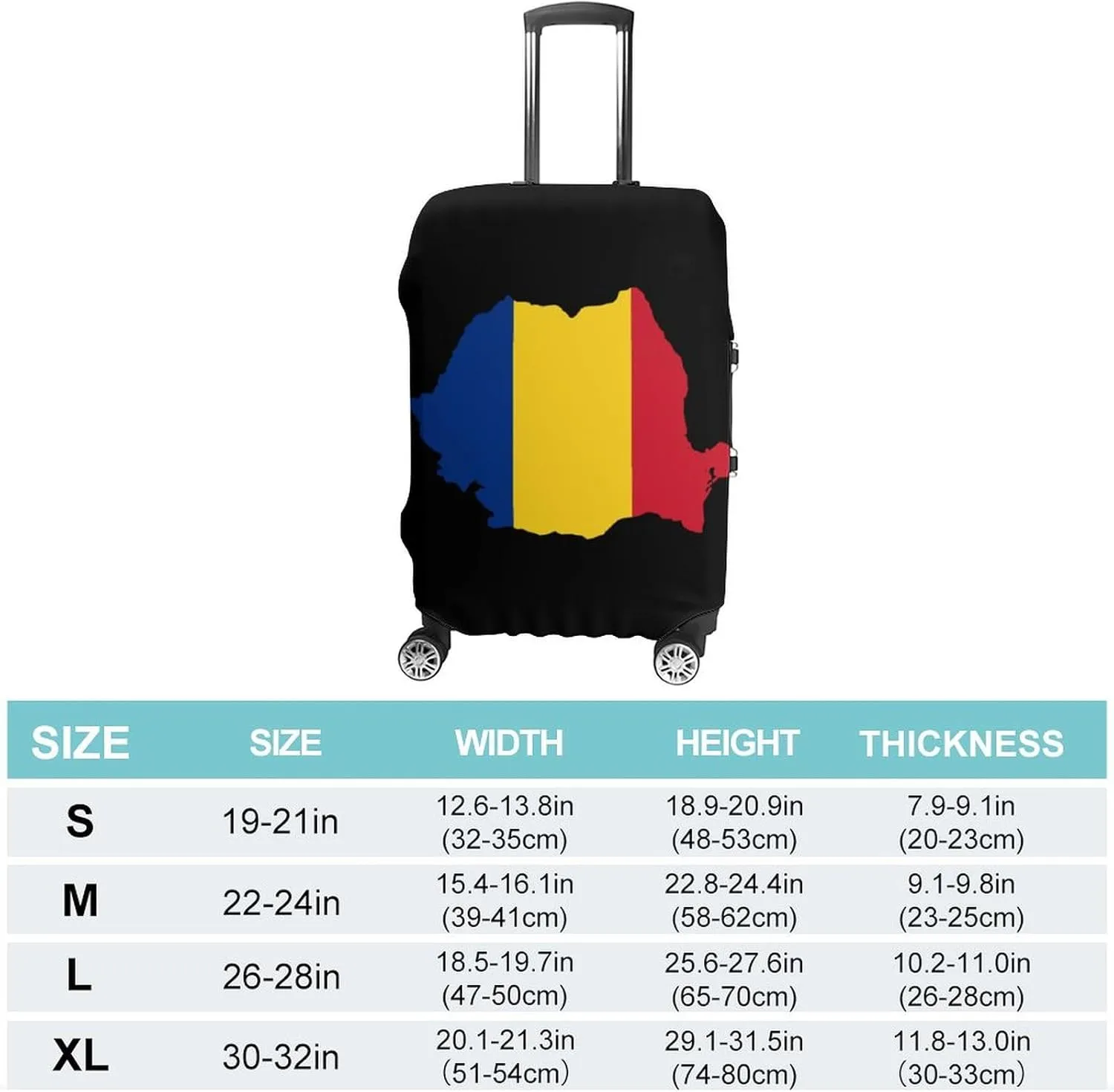 Flag Map of Romania Custom Luggage Covers Elastic Travel Suitcase Protector Case Fit 20-30 Inch Baggage
