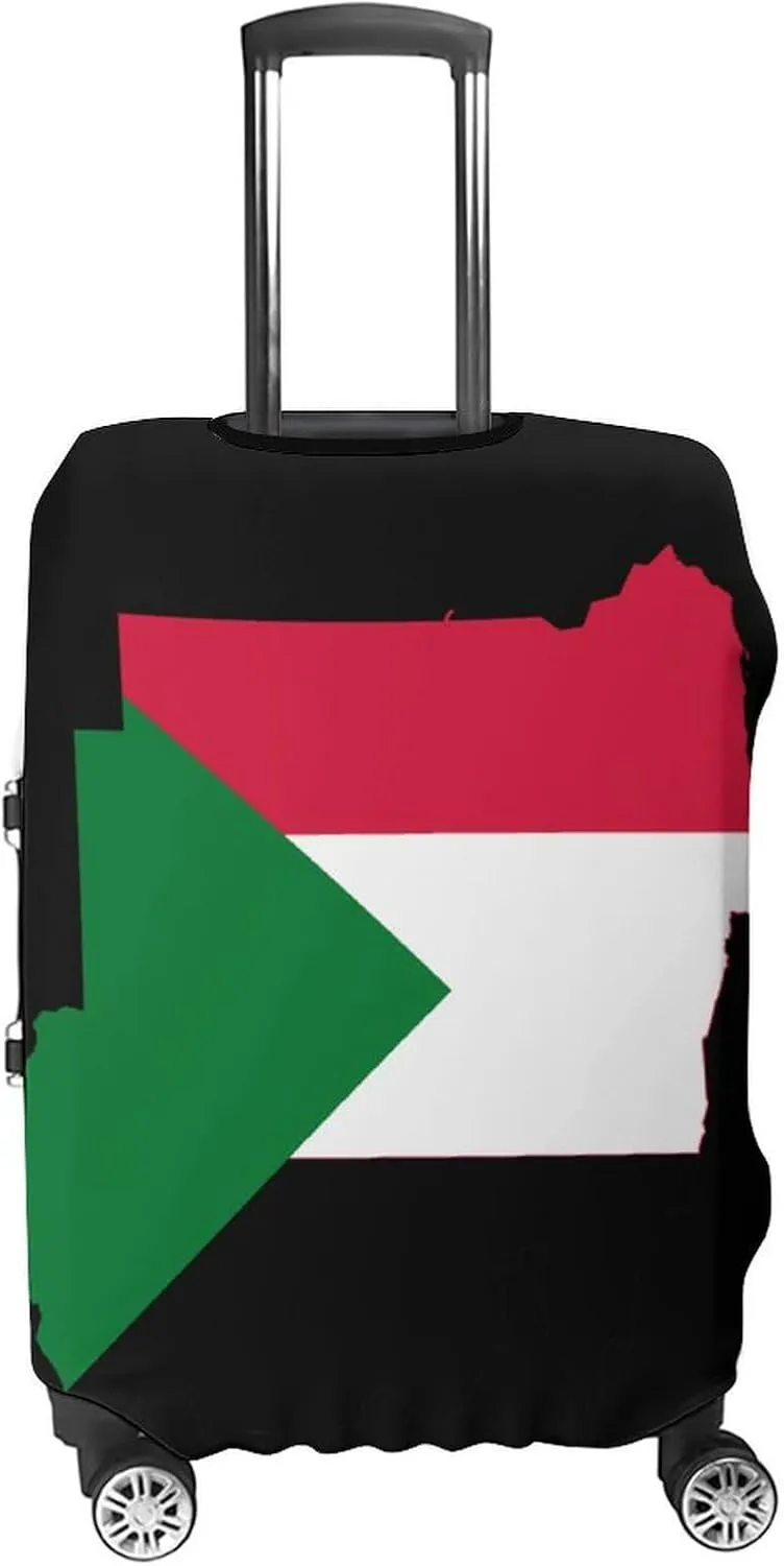 Flag Map of Sudan Custom Luggage Covers Elastic Travel Suitcase Protector Case Fit 20-30 Inch Baggage