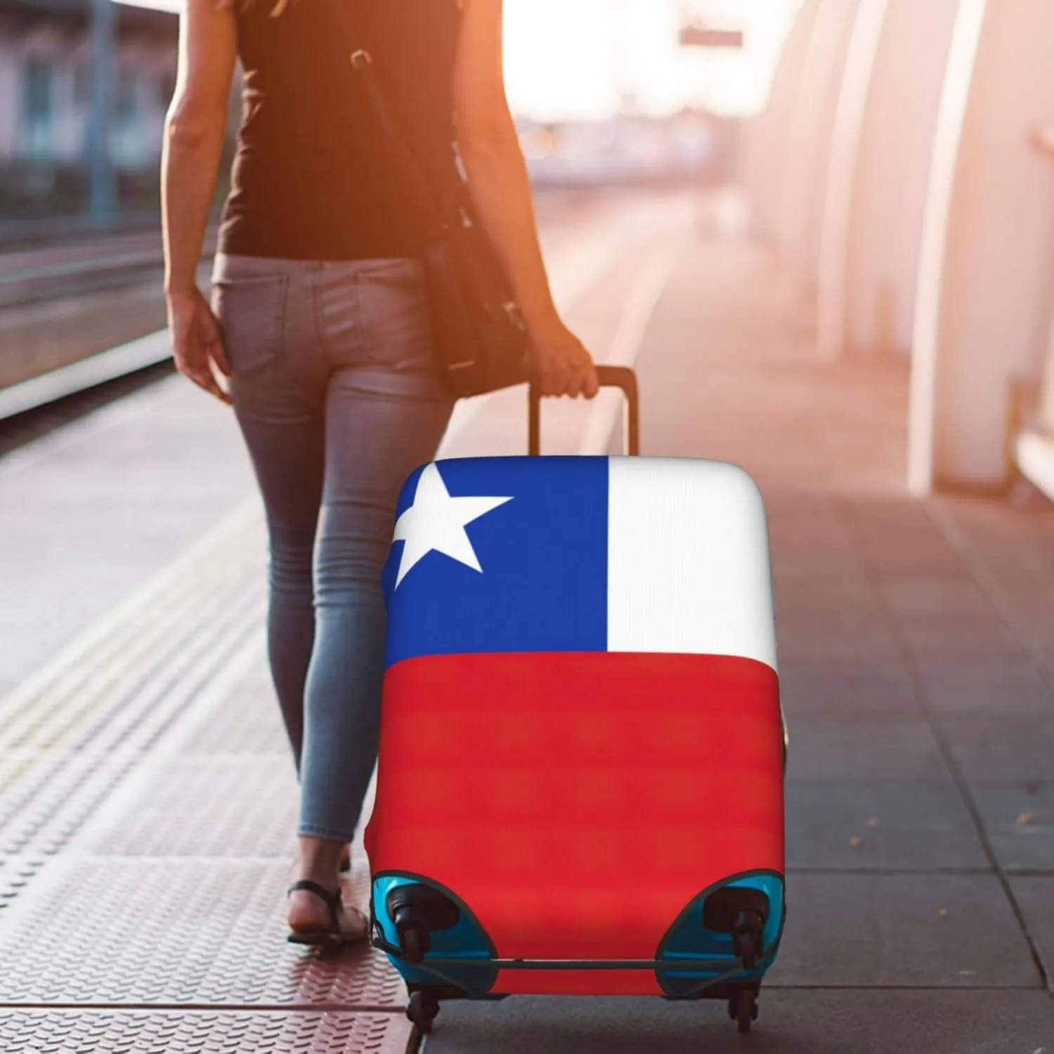 Flag Of Chile Print Luggage Cover For Suitcases, Elastic Travel Bag For Luggage, Stylish Design