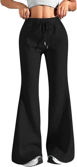 Flare Sweatpants Women Fleece Lined Comfy Warm Wide Leg Sweatpants Casual Soft Elastic High Waisted Flare Yoga Pants