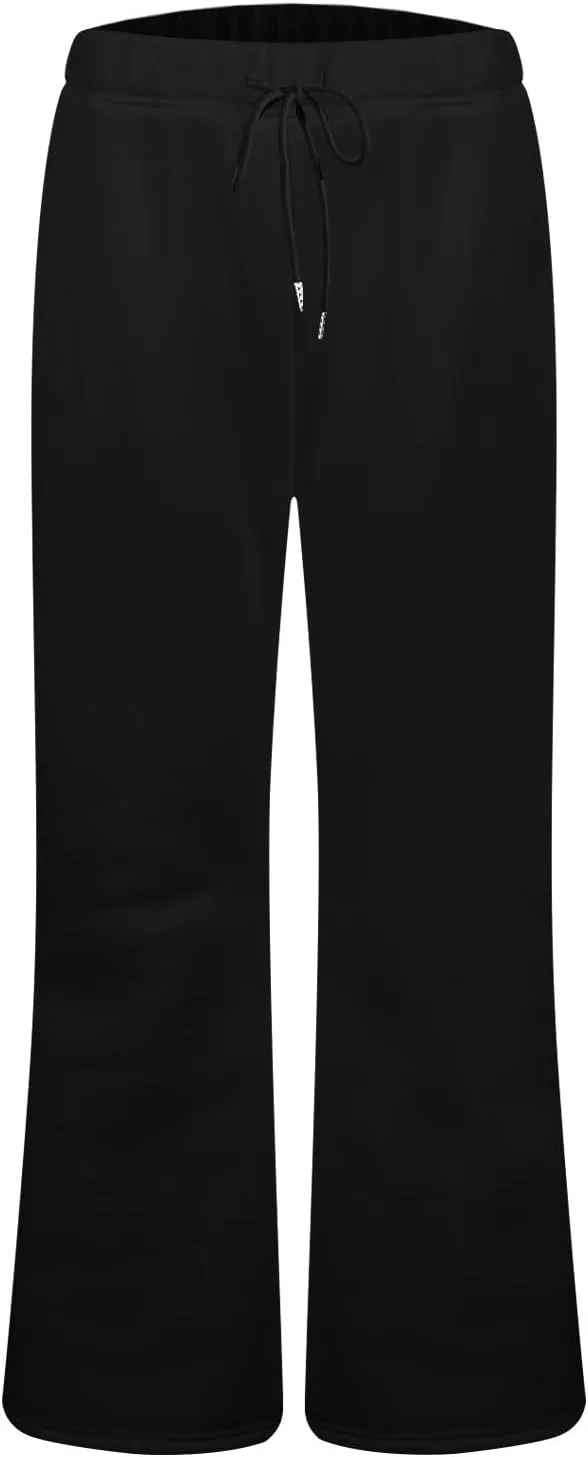 Flare Sweatpants Women Fleece Lined Comfy Warm Wide Leg Sweatpants Casual Soft Elastic High Waisted Flare Yoga Pants