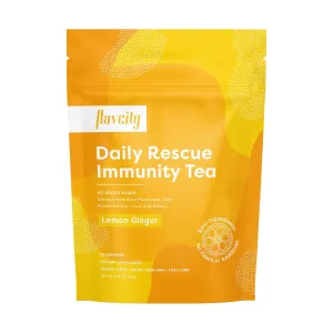 FlavCity Lemon Ginger Tea Powder – Antioxidant-Rich Herbal Tea with Turmeric & MCT Oil for Daily Immune Support – Sugar-Free, Shelf-Stable, Hot & Cold Brew, 30 Servings