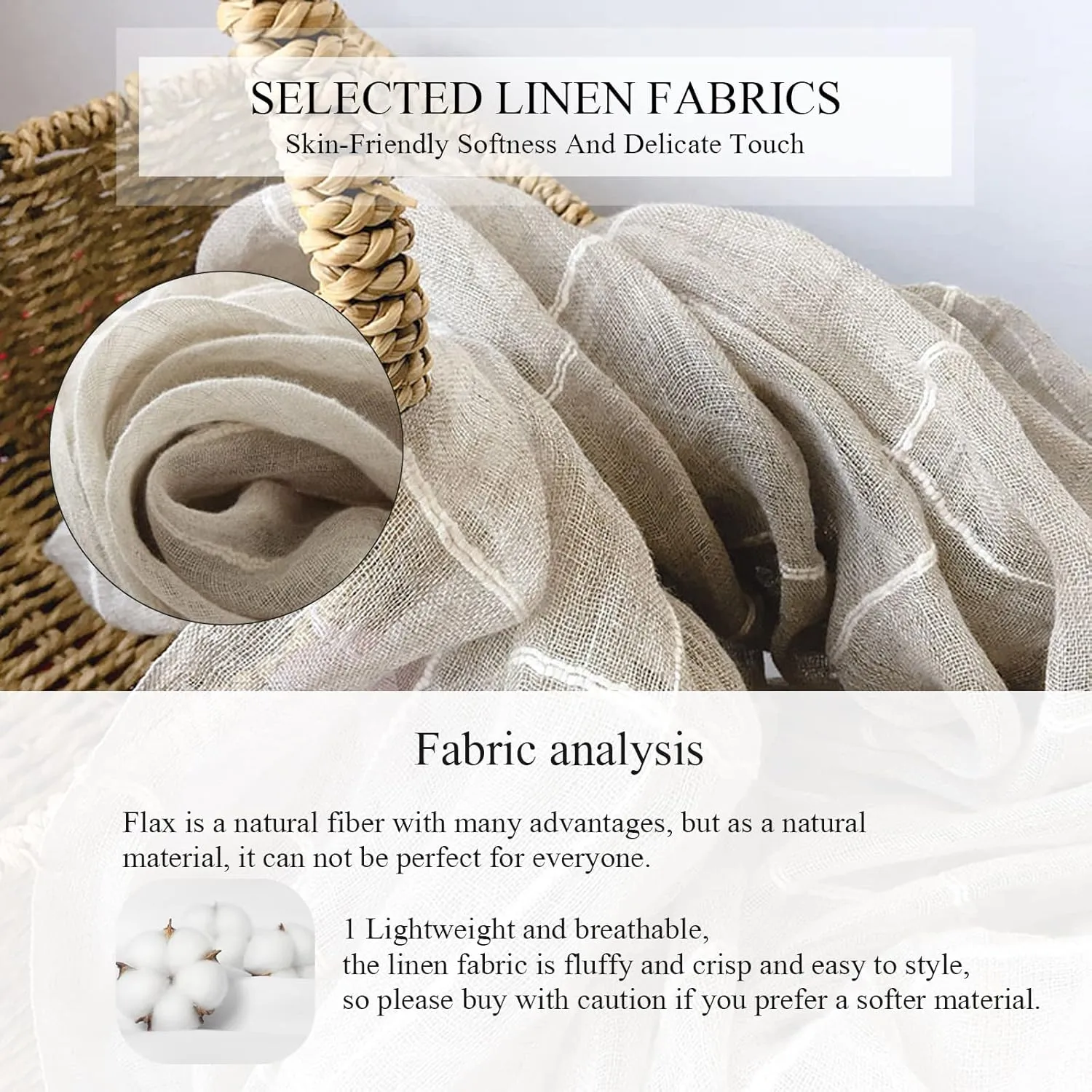 Flax Linen Scarf For Women Men Plaid Striped Print Lightweight Breathable Scarves Warm Stole Wrap Sunscreen Shawl