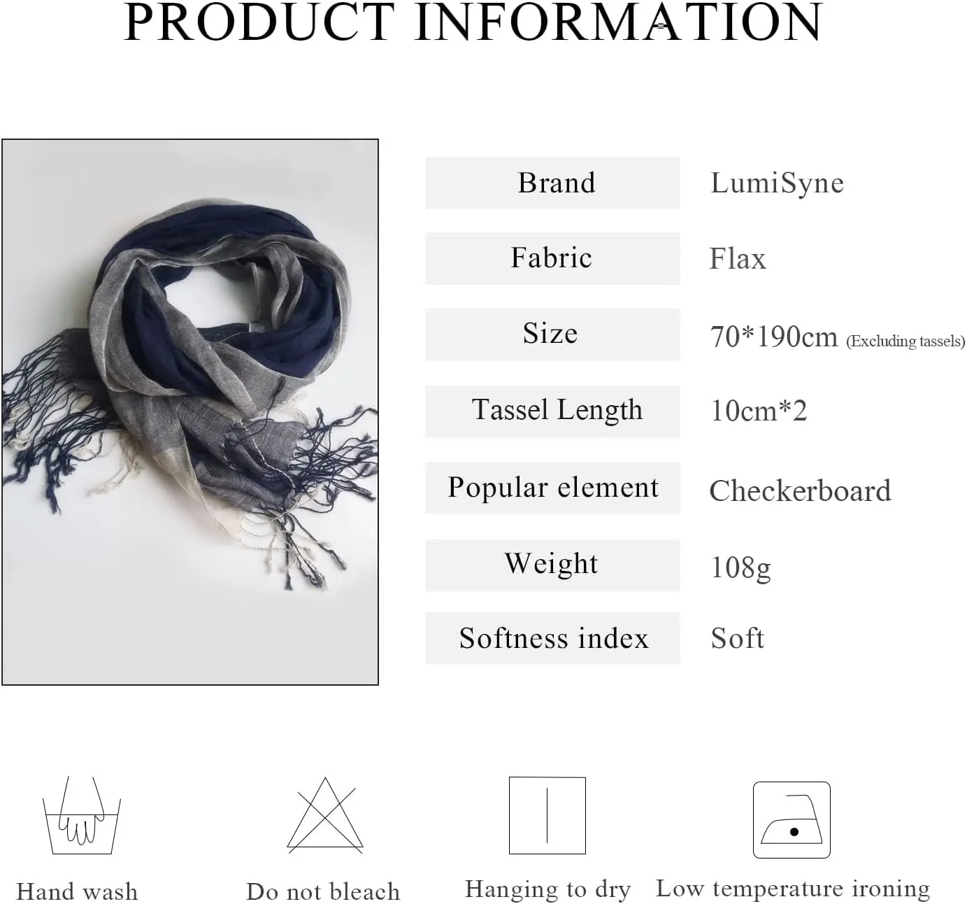 Flax Linen Scarf For Women Men Plaid Striped Print Lightweight Breathable Scarves Warm Stole Wrap Sunscreen Shawl