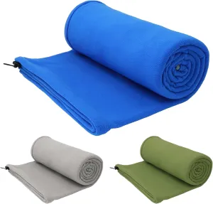 Fleece Sleeping Bag Liner, 75" Long Zipper Microfiber Fleece Travel Single Sleeping Bag Camping Blanket, Indoor Outdoor Blanket for Adults & Children