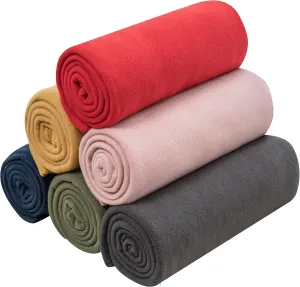 Fleece Throw Blanket Set Bulk for Travel Kids Outdoor Wedding Pet (Assorted #3, Pack of 6 50x60 Inches)