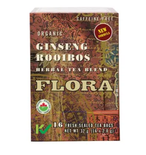 Flora Organic Ginseng Rooibos Tea 16 Tea Bags