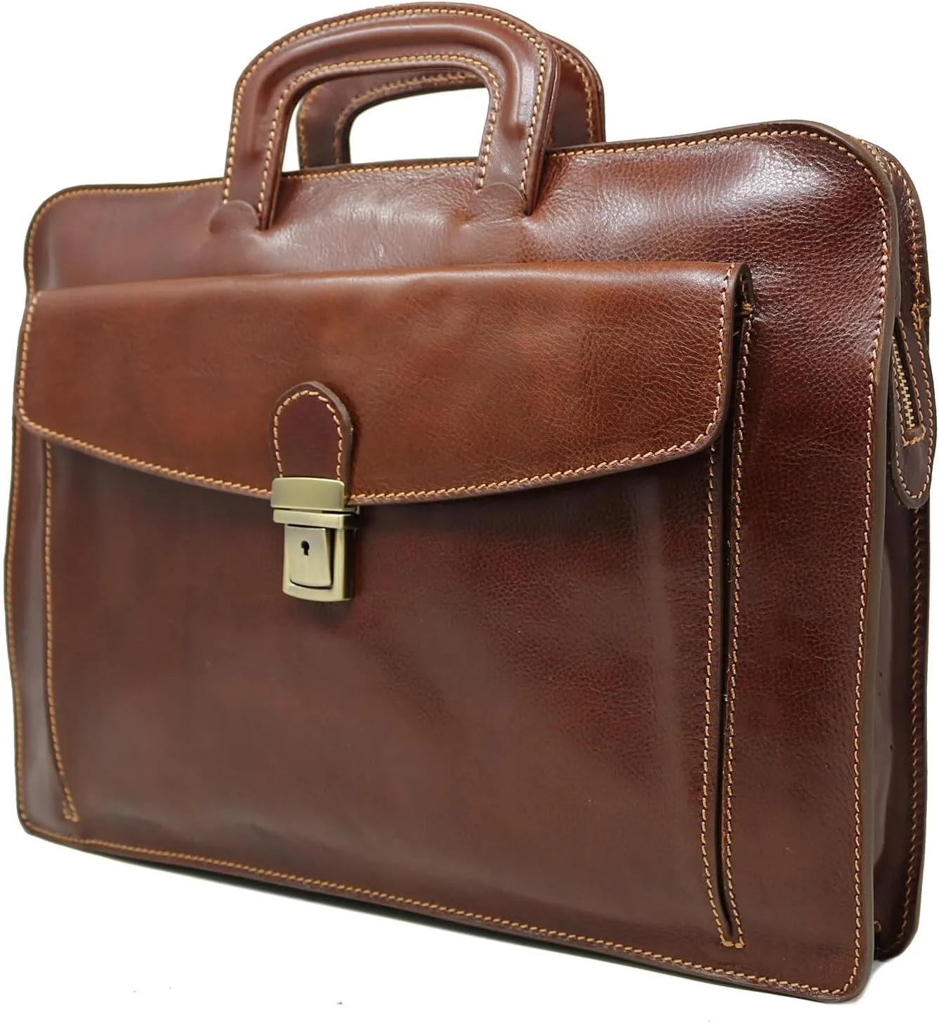 Floto Luggage Milano Leather Laptop Sleeve, Brown, Medium