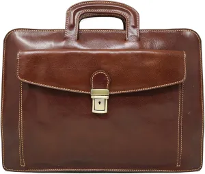 Floto Luggage Milano Leather Laptop Sleeve, Brown, Medium