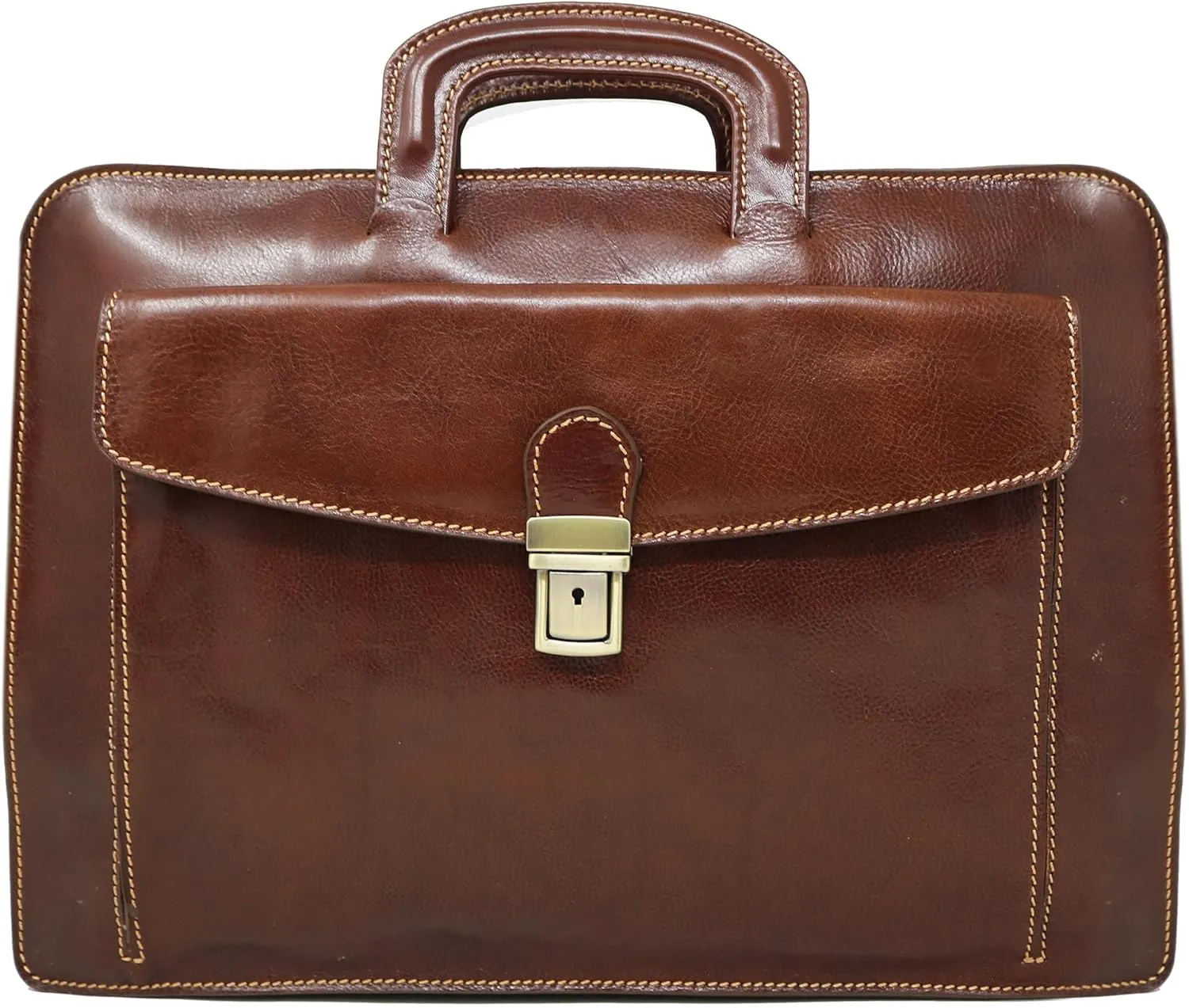 Floto Luggage Milano Leather Laptop Sleeve, Brown, Medium