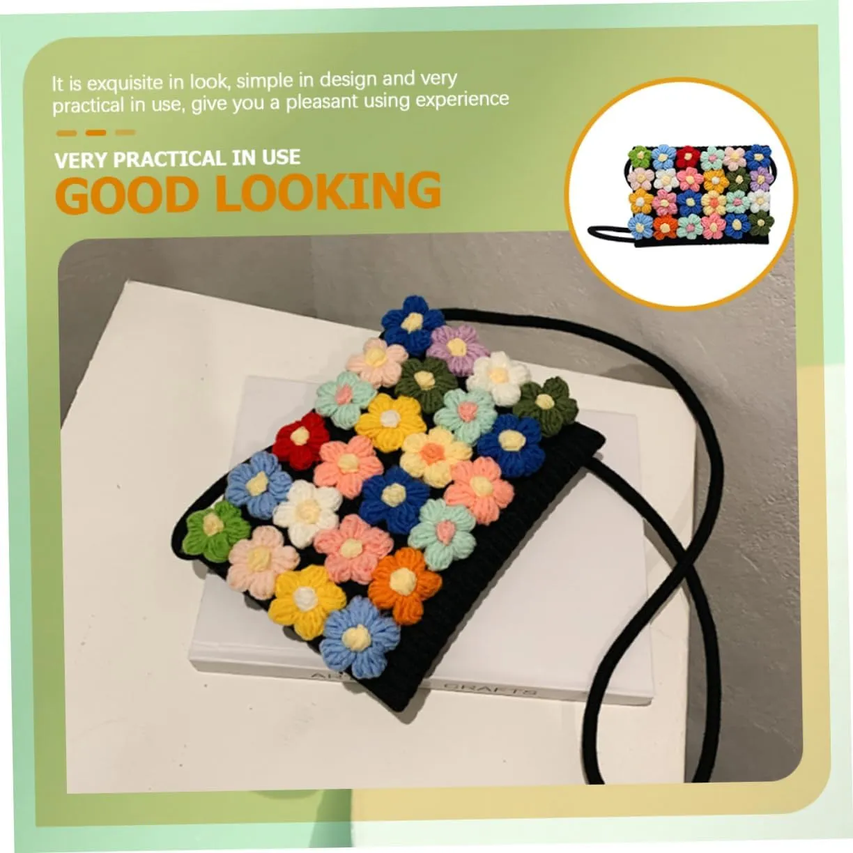 Flower Woolen Bag Clutch Handwoven Beach Ladies Hand Bag Womens Shoulder Handbags Woven Purse Cross Body Purse Summer Crossbody Bags for Women The Flowers Puffs Cotton Linen Woman