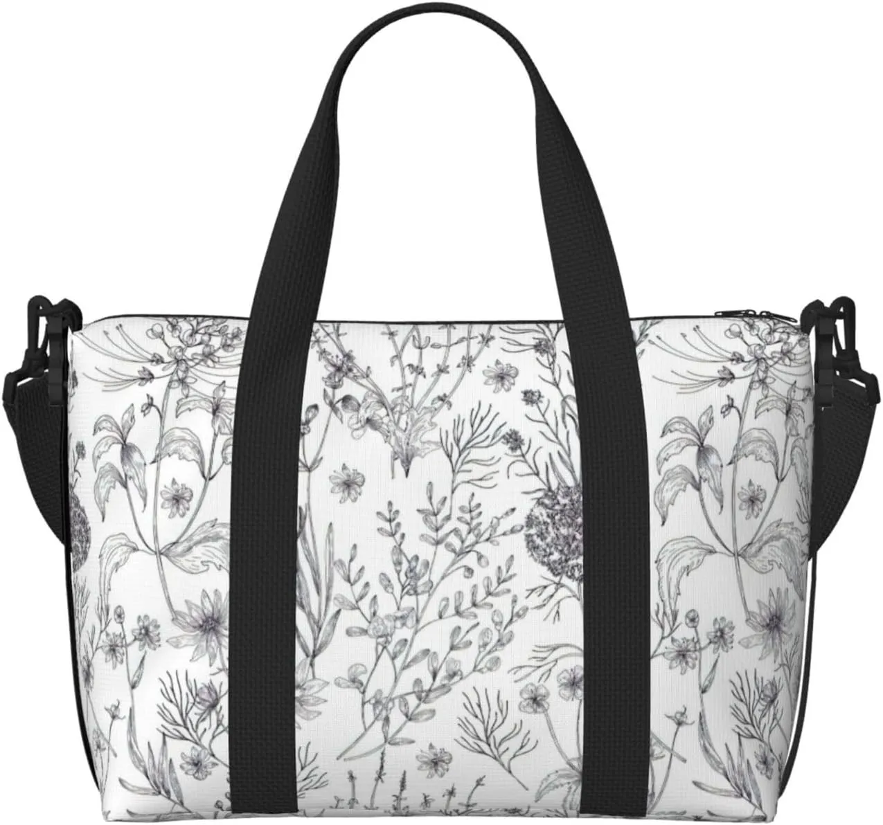 Flowering Herbs and Herbaceous Plants print Handbag Oxford shoulder bag casual shoulder bag weekend bag large capacity storage bag